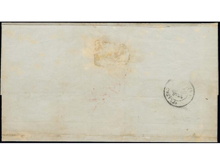 1860, 3 Kr. ultramarin mit Nummer "3" und nebengesetztem DKr. "ACHERN" auf Faltbriefhülle nach Strassburg im Grenzrayon, addr