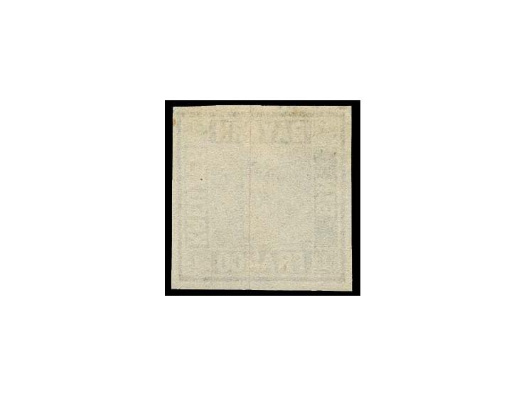 1849, Probedruck 1 Kr. tiefschwarz mit senkrechten roten Seidenfaden, allseits breitrandig und farbtief, ungebraucht mit zeit