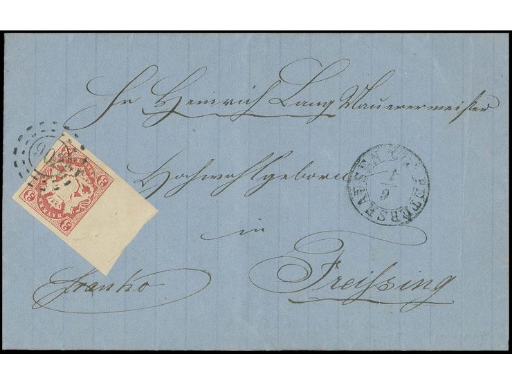 3 Kr. karmin, allseits sehr breitrandig, links mit ca. 15 mm Bogenrand mit glasklarem oMR "902" und nebengesetztem DKr. "PETE