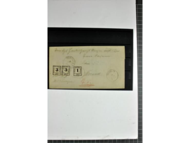1870, 1 Kr. schwarz und 3 Kr. schwarz im waagerechten Paar mit EKr. "BERNECK 11 AUG." auf unfrankierter Briefhülle (rückseiti