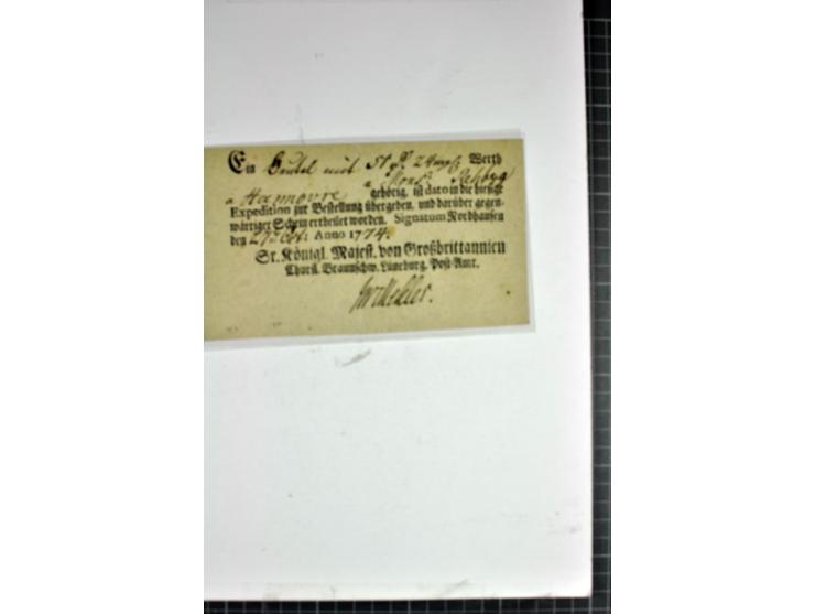  1774, Postschein der Kurfürstlich Braunschweigisch-Lüneburgischen Post in der freien Reichsstadt Nordhausen für eine Wertsen