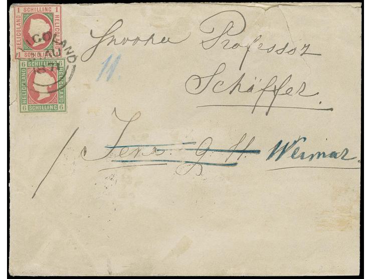 1867/73, 6 Sch. graugrün/lilarosa zusammen mit 1 Sch. rosakarmin/dunkelgrün, beide farbfrisch, die seltene 6 Sch. tadellos du