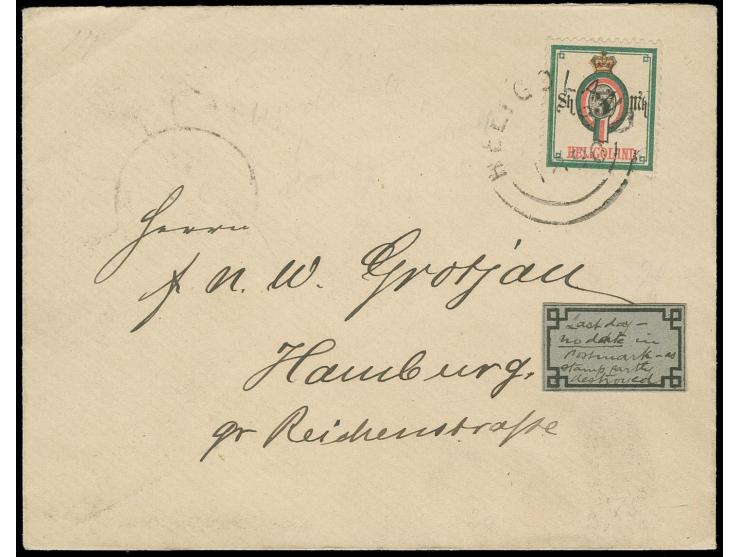  1879, 5 M. mit Stempel "HELIGOLAND ... 8 1890" auf Briefkuvert nach Hamburg mit Ankunftsstempel vom 9.8.; die Marke rechts e