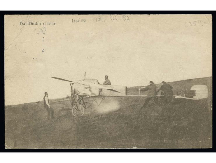 1914, Flight Öland - Kalmar, franked picture postcard from the return flight addressed to Stockholm, with adjacent red cachet