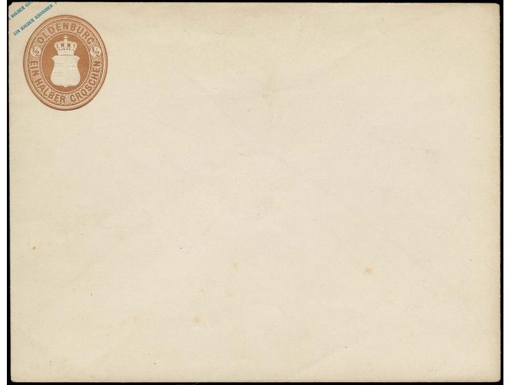1861, Ganzsachenumschlag ½ Gr. im Großformat, ungebraucht in frischer Erhaltung (ganz minimale Patina); eine der seltensten G