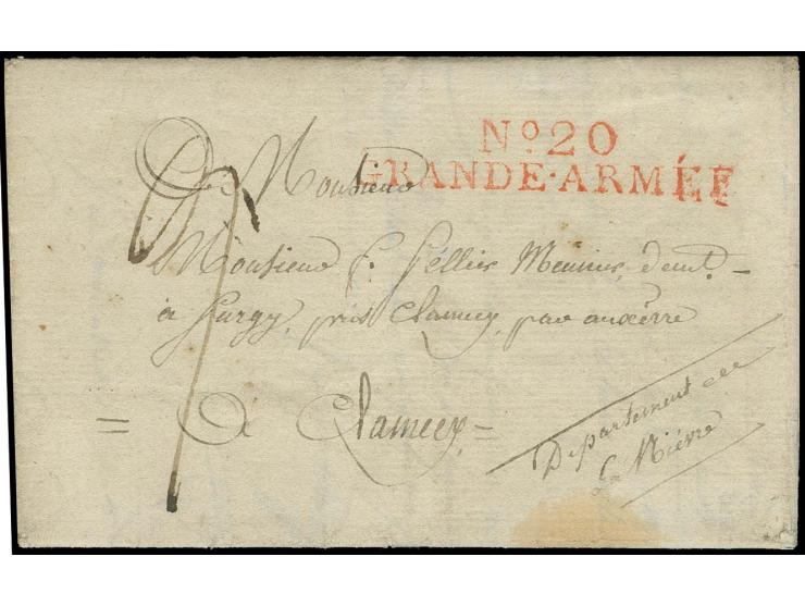 1807, "No. 20 GRANDE-ARMÉE", L2 in rot sehr sauber auf kpl. Brief, datiert "Berlin 10. Mai 1807" nach Chamecy; Übersetzung d