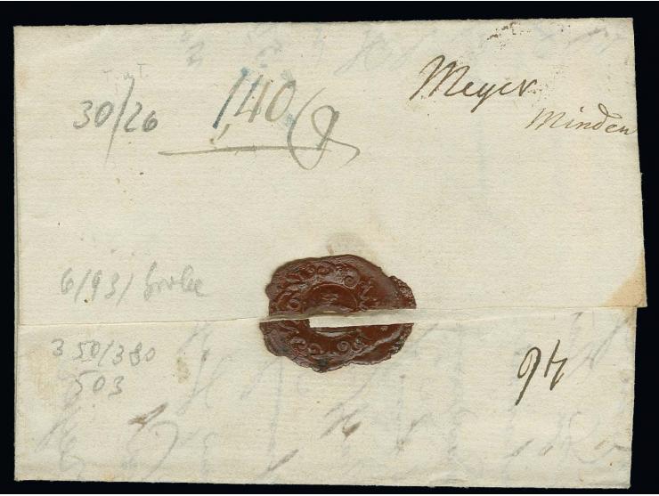  1811, "BÜCKEBURG", L1 sauber auf kpl. Faltbrief nach Sondershausen mit nebengesetztem L2 "Fco. WESTPHÄL. / GRÄNZE", handschr