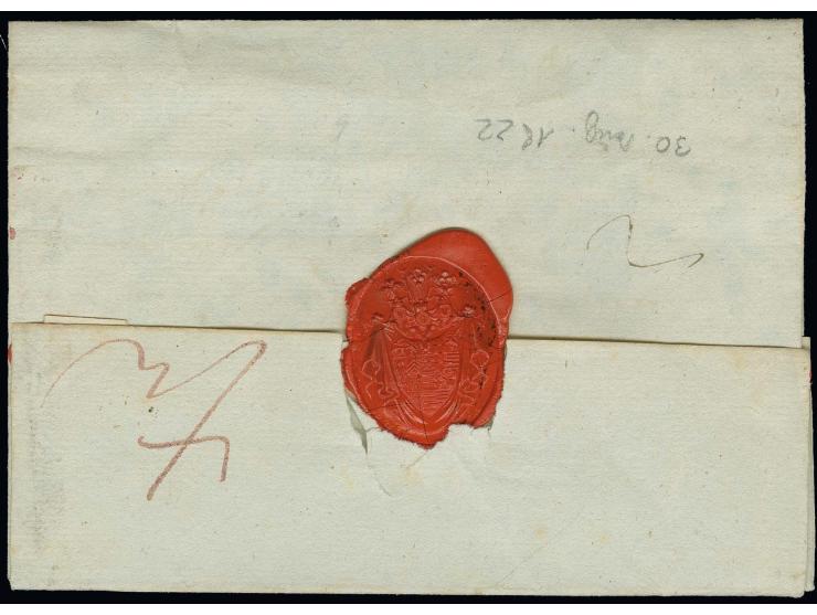  1815 (ca.), "ROSLA", L1 in rot mit handschriftlichem Datum "den 29 August" auf gesiegelter Briefhülle über "NORDHAUSEN 30 AU