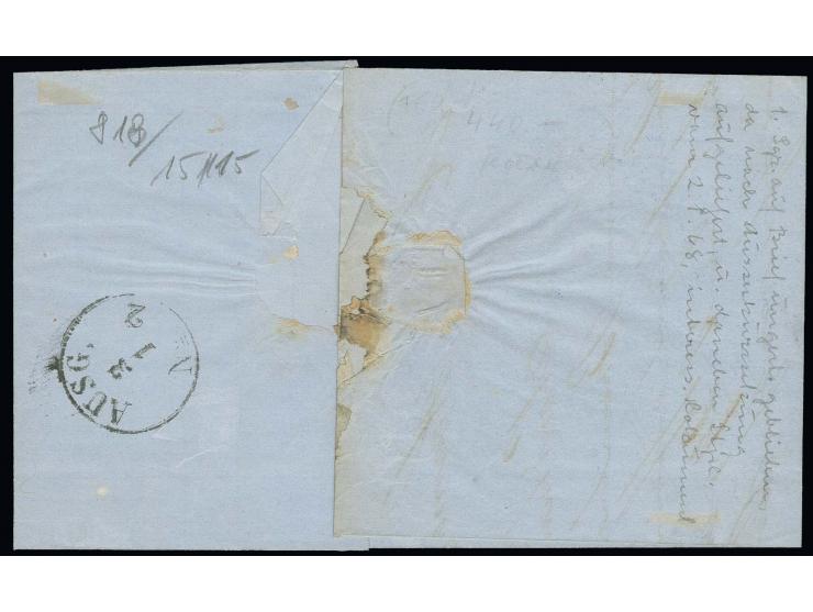  1 Sgr. karmin unentwertet auf kpl. Brief mit nebengesetztem DKr. "NORDHAUSEN 2 1 68", dem 2. Tag des Norddeutschen Bundes, n