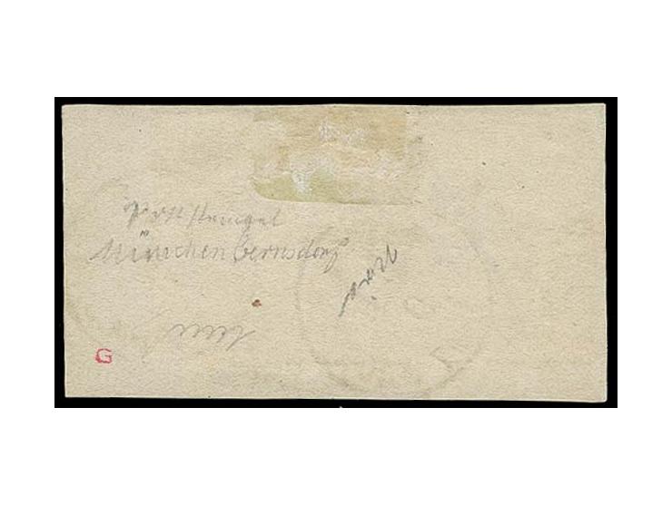 1865, 3 Pfg. dunkelpurpur, farbfrisch im waagerechten Paar mit kleinem Taxis EKr. "Münchenbernsdorf" auf Briefstück, Kabinett