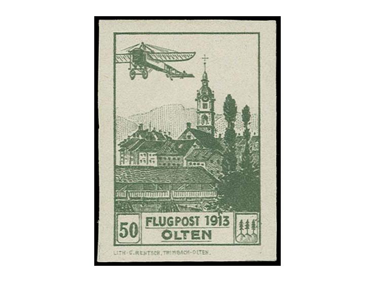 Olten-Oensingen 50 c. dark green, imperforated special print on gummed paper, good margins all round, very fine and scarce, R