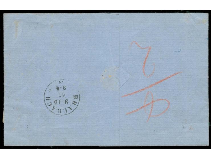 Ganzsachenausschnitt Wappen 6 Kr. grauultramarin, 2 Stück, einmal achteckig geschnitten, der andere rechts mit vollen Ecken, 