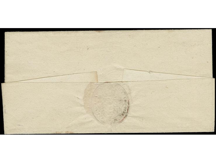  1818, Briefhülle mit vorderseitiger Absenderangabe "Vom 15ten Linien Infanterie Regiment" und klar nebengesetztem L1 "K.B. F
