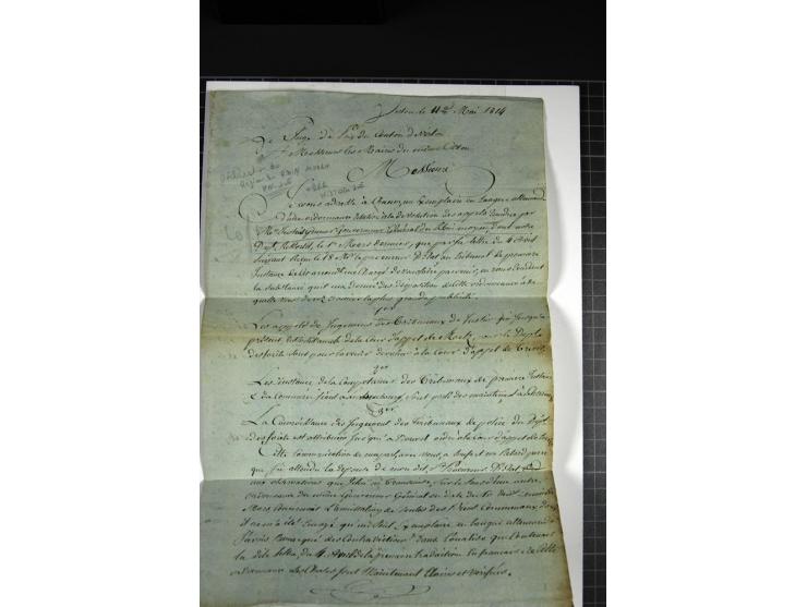 1814, Brief aus Virton vom 11. Mai, 2 Tage vor Abzug der französischen Truppen aus der Bundesfestung mit handschriftlichem Ve