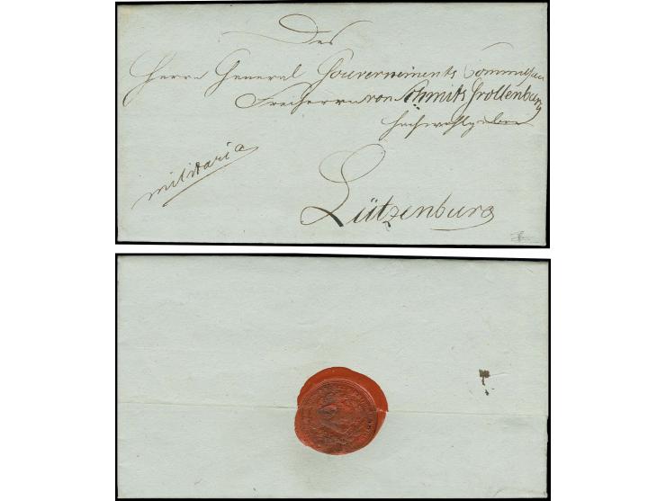  1814, vollständiger Militärbrief mit rückseitigem Siegel "PREUS:BRIGADE KRIEGSKOMMISSARIAT" datiert "Rollinger Grund 26. Jun