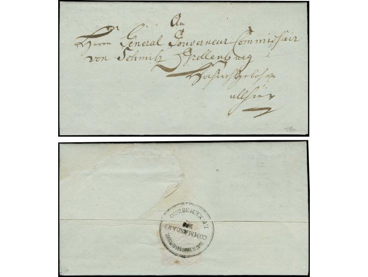  1814, "KURHESSISCHER COMMANDANT ZU LUXEMBOURG", klarer Siegelstempel rückseitig auf komplettem Brief datiert "Luxemburg am 2