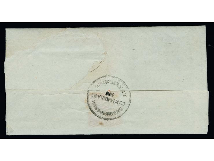  1814, "KURHESSISCHER COMMANDANT ZU LUXEMBOURG", klarer Siegelstempel rückseitig auf komplettem Brief datiert "Luxemburg am 2