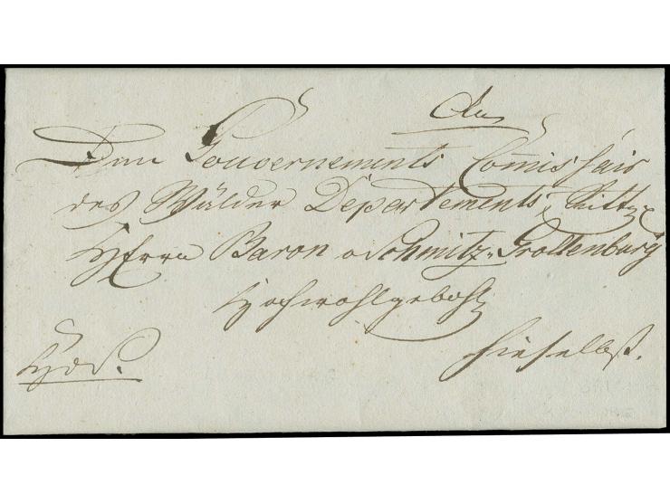 1815, Militärdienstbrief aus Luxemburg vom 22. Februar vom Kommandeur der preußischen Kavallerie-Brigade, Henckel von Donners