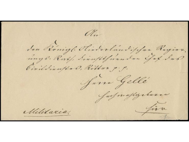  1840 (ca.), Militär-Dienstbriefhülle mit rückseitigem Lacksiegel der Bundesfestung an den königlich niederländischen Regieru