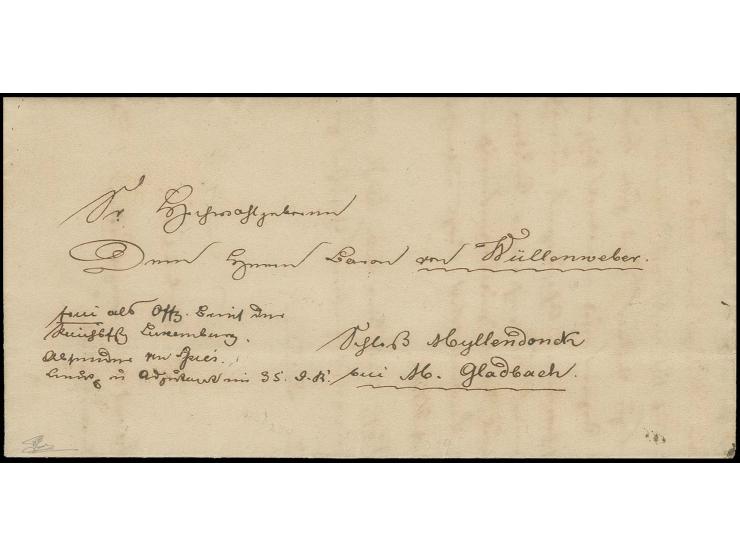 1849, portofreier Offiziersbrief mit handschriftlichem Vermerk "frei als Offz. Brief der Reichsfestung Luxemburg ..." ohne Ab