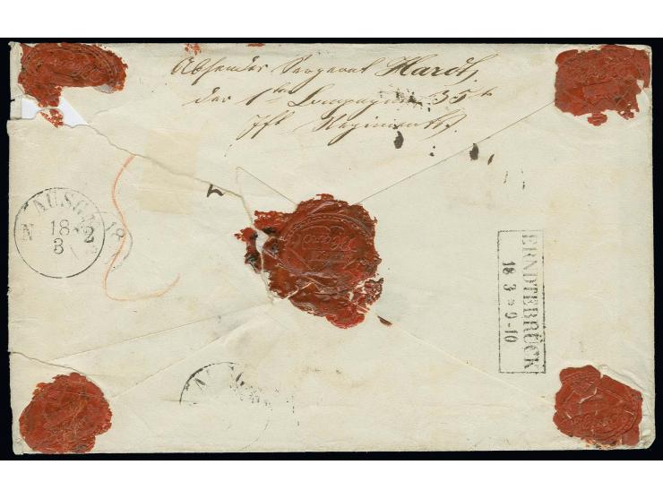  "MIL:BRIEF=ST.LUXEM=BURG", in schwarz auf Wertbrief mit 19 Sgr. mit handschriftlichem Vermerk "Soldatenbrief der Bundesfestu