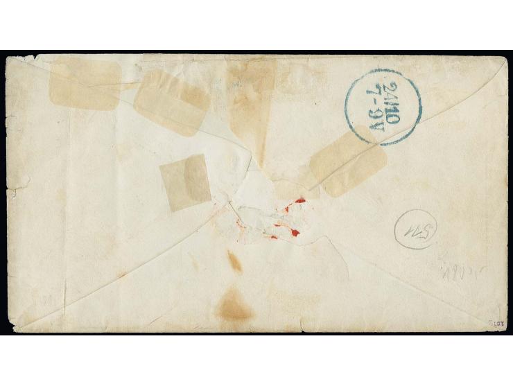 "OFFICIER BRIEF LUXEMBURG", Ovalstempel in schwarz auf Briefkuvert frankiert mit Luxemburg 1859, 37½ C. grün mit DKr. "LUXEMB