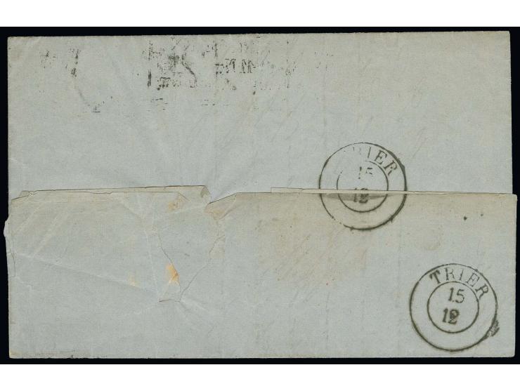  1850, 1 Sgr. auf rosa im waagerechten 3er-Streifen, schmalrandig bis berührt mit klarer Nr. "103" und nebengesetztem Ra3 "BE