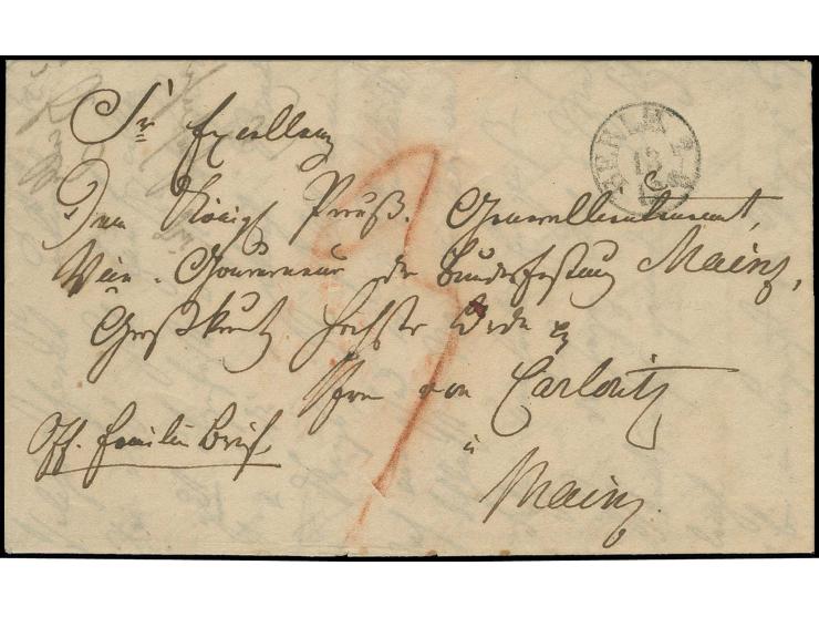 1827, kpl. Brief mit Fingerhutstempel "BERLIN 13 12" an den Vize-Gouverneur der Bundesfestung Generalleutnant von Carlowitz m