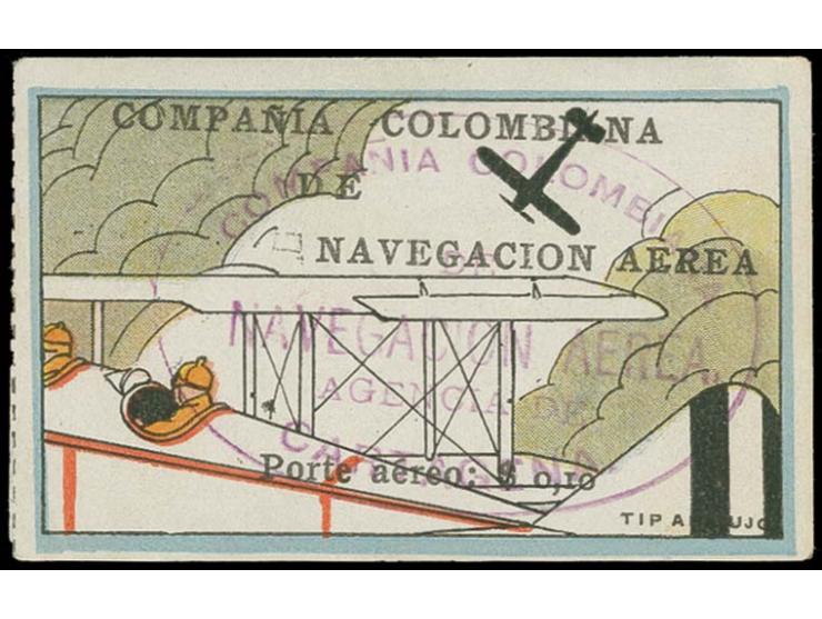'Fuselage & Tail of Biplane' 10 c., good margins all round and of excellent colour, with clear "CCNA / Cartagena" oval cachet