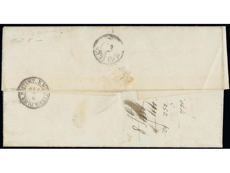  1866, portofreier Militärbrief mit Absenderstempel "K.W. 2. REITER REGIMENT PRINZ FRIEDERICH v. WÜRTTEMBERG" und DKr. "ULM 9