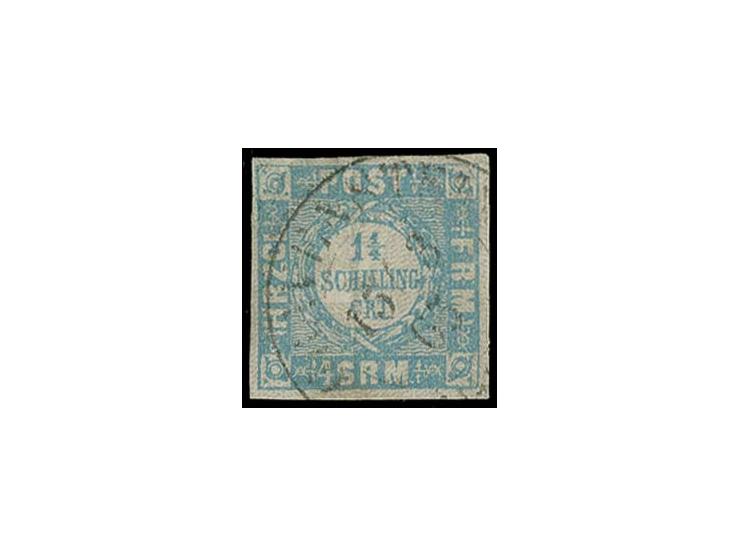 "GRAVENSTEIN 15.3.65", DKr. klar auf loser Marke 1 1/4 S. dunkelgrauultramarin, Marke voll- bis breitrandig, kleine Mängel, s