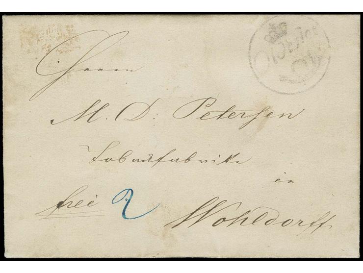 "OLDESLOE", Krone/Posthorn Stempel auf  kpl. Faltbrief von Reinfeld bei Oldeslohe in Holsttein (geschrieben am 7.2.1849) nach