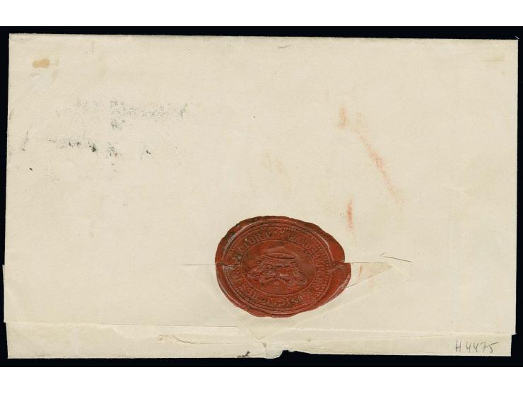 "WANDSBECK 1.4.1852", EKr. auf Faltbriefhülle als Dienstsache mit Transitstempel DKr. "HOLST. P.A. HAMBURG 1.4. 6-9A" sowie L