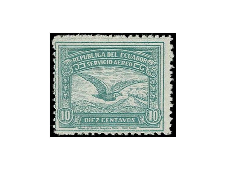 ESSAY: 1928 (?), Air mail 10 c. blue-green, prepared by Military Geographic Dept., mint never hinged, very fine, certificate 