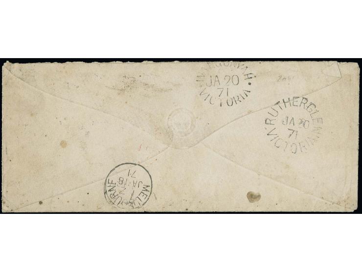 ¼ Gr. braunviolett, Einzelmarke und waagerechtes Paar, 1 Gr. karmin und 5 Gr. ockerbraun mit Preußen-Ra3 "BERLIN / POST-EXP. 