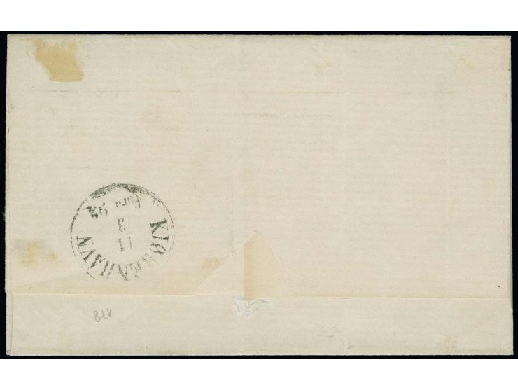  DÄNEMARK: 1864, 1¼ Schilling hellflieder, allseits breitrandig mit Nummer "2" und nebengesetztem aptiertem EKr. "HAMBURG 10 