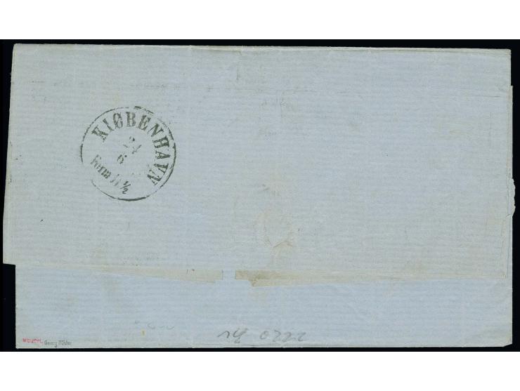  1864, 1¼ Schilling grau, 2 Einzelwerte, beide breitrandig mit Nummer "2" und nebengesetztem EKr. "HAMBURG 22 6" (1864) auf k