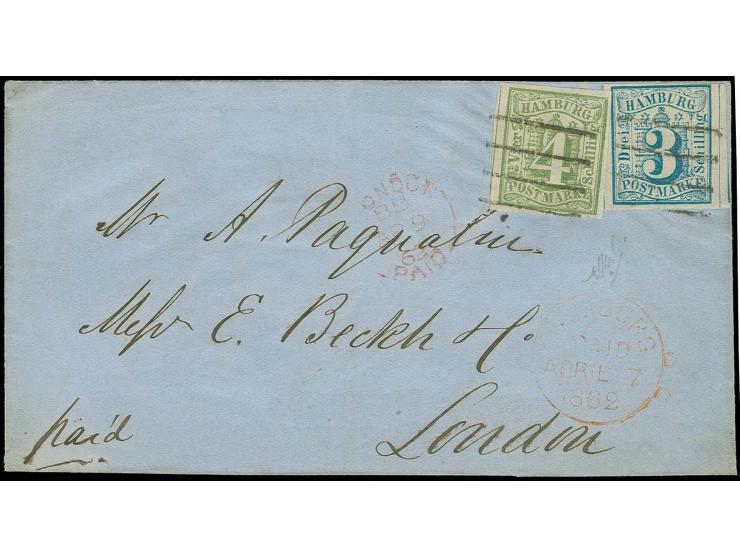 GROSSBRITANNIEN: 1859, 4 Schilling bläulichgrün und 3 Schilling preußischblau, beide voll- bis meist breitrandig und sehr sch