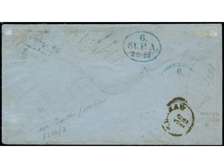 ÖSTERREICH/POLEN: 1867, 2½ Schilling olivgrün mit 1864/67, ½ Schilling schwarz im waagerechten 3er-Streifen mit blauem Balken