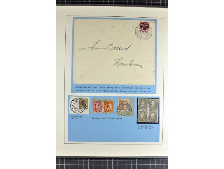 1875/1975, gestempelte Sammlung mit losen Marken, Briefstücken und Briefen, dabei Mi-Nr. 1 + DK 67 auf 4 Briefen, Halbierung 