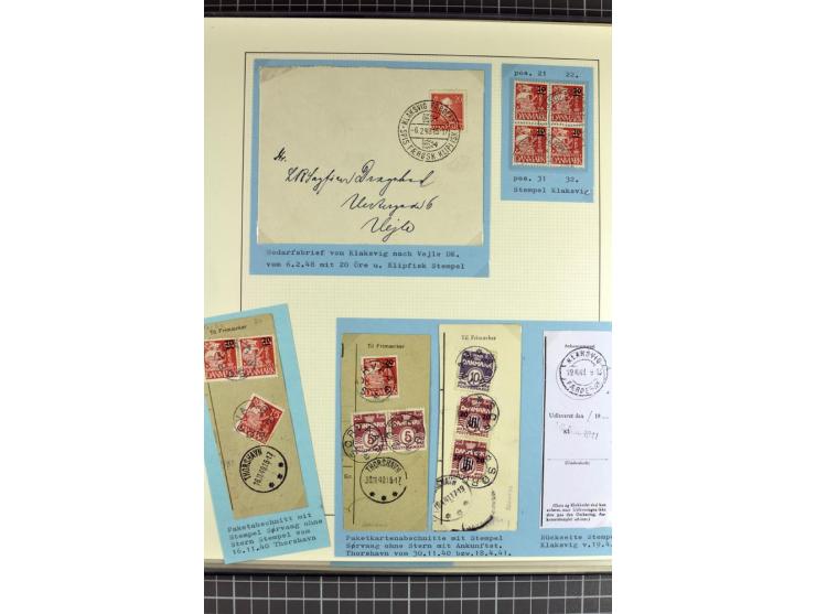 1875/1975, gestempelte Sammlung mit losen Marken, Briefstücken und Briefen, dabei Mi-Nr. 1 + DK 67 auf 4 Briefen, Halbierung 