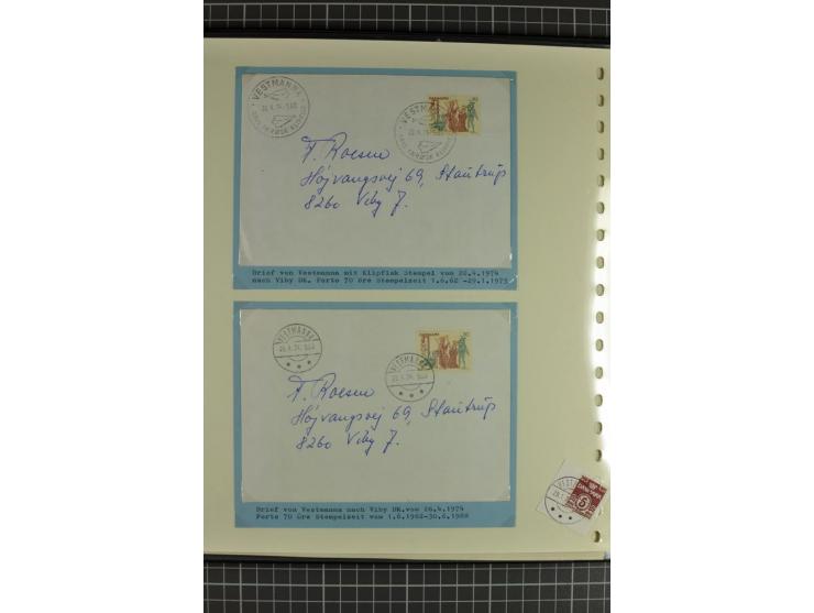 1875/1975, gestempelte Sammlung mit losen Marken, Briefstücken und Briefen, dabei Mi-Nr. 1 + DK 67 auf 4 Briefen, Halbierung 