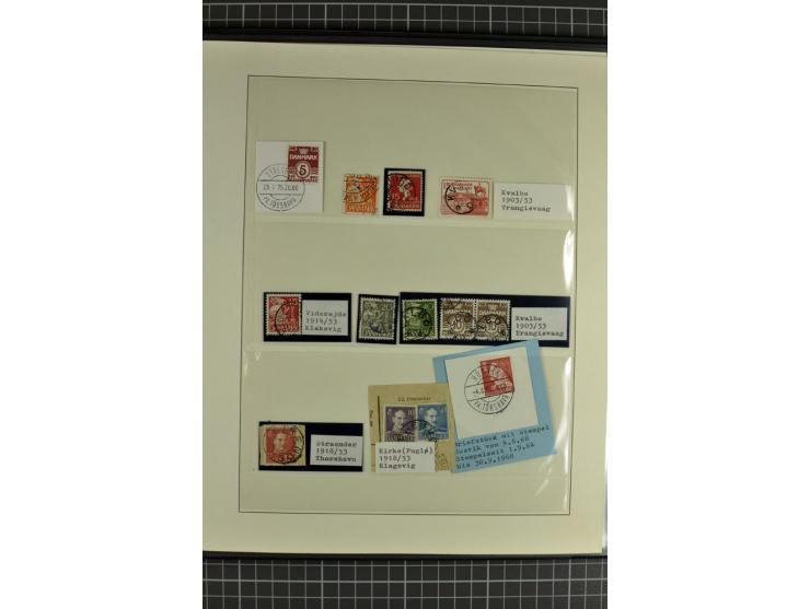 1875/1975, gestempelte Sammlung mit losen Marken, Briefstücken und Briefen, dabei Mi-Nr. 1 + DK 67 auf 4 Briefen, Halbierung 