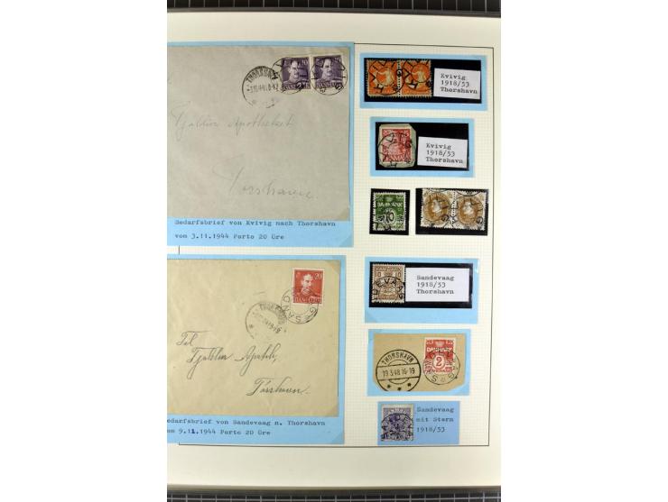 1875/1975, gestempelte Sammlung mit losen Marken, Briefstücken und Briefen, dabei Mi-Nr. 1 + DK 67 auf 4 Briefen, Halbierung 