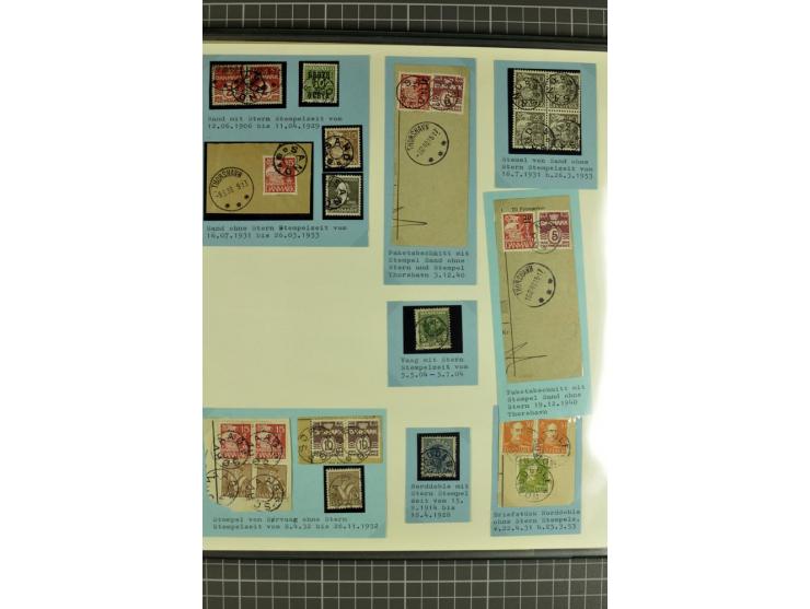1875/1975, gestempelte Sammlung mit losen Marken, Briefstücken und Briefen, dabei Mi-Nr. 1 + DK 67 auf 4 Briefen, Halbierung 