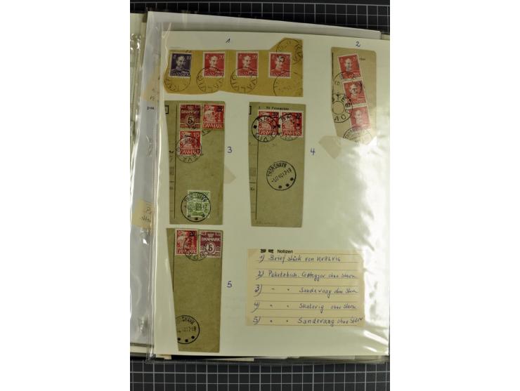 1875/1975, gestempelte Sammlung mit losen Marken, Briefstücken und Briefen, dabei Mi-Nr. 1 + DK 67 auf 4 Briefen, Halbierung 