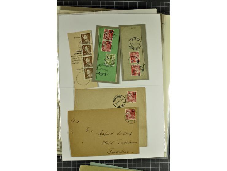 1875/1975, gestempelte Sammlung mit losen Marken, Briefstücken und Briefen, dabei Mi-Nr. 1 + DK 67 auf 4 Briefen, Halbierung 