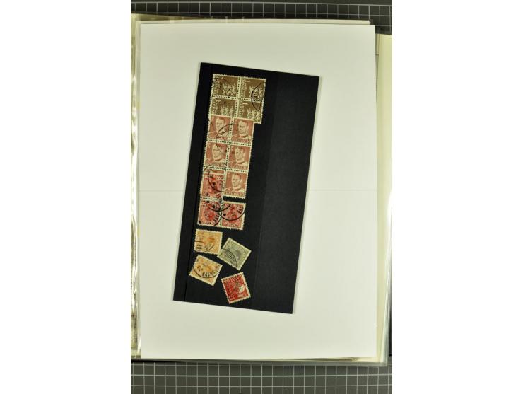 1875/1975, gestempelte Sammlung mit losen Marken, Briefstücken und Briefen, dabei Mi-Nr. 1 + DK 67 auf 4 Briefen, Halbierung 