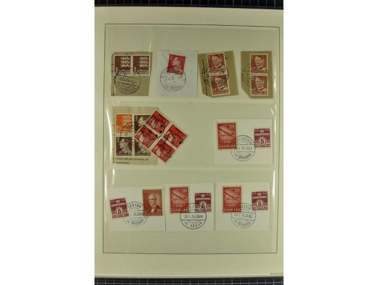1875/1975, gestempelte Sammlung mit losen Marken, Briefstücken und Briefen, dabei Mi-Nr. 1 + DK 67 auf 4 Briefen, Halbierung 