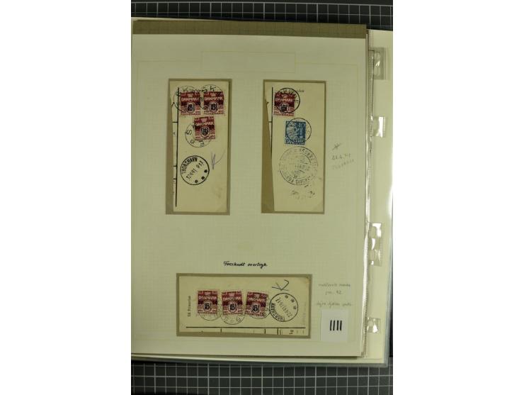 1875/1975, gestempelte Sammlung mit losen Marken, Briefstücken und Briefen, dabei Mi-Nr. 1 + DK 67 auf 4 Briefen, Halbierung 